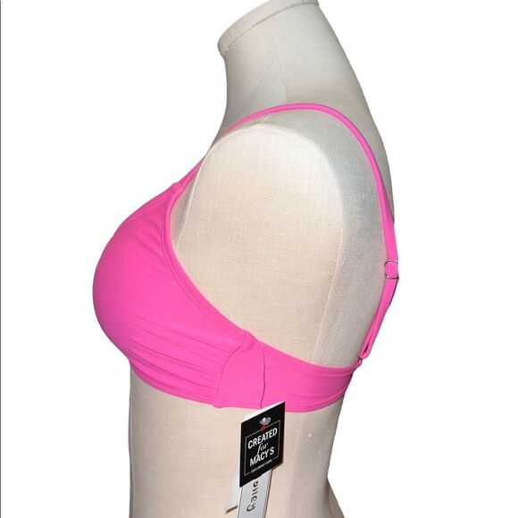 Hula Honey Solid Zipper Bralette Bikini Top Swim Pink Medium NWT - Picture 4 of 8